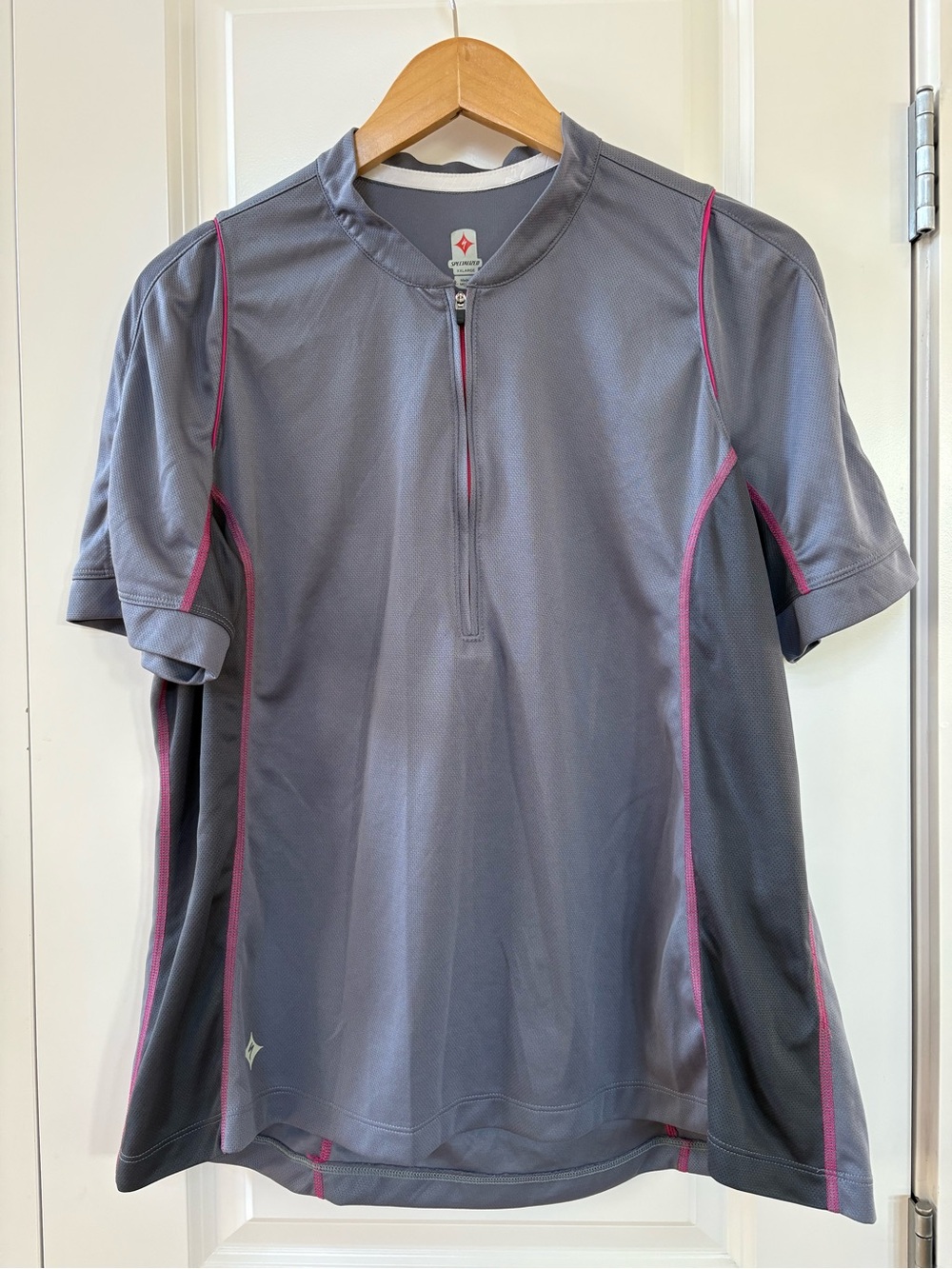 Specialized Gray Cycling Bike Jersey with Pink Trim